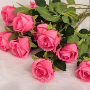 Wholesale Artificial snow mountain rose single red artificial flower wedding home Valentine's Day decoration tactile bouquet artificial flower from china suppliers
