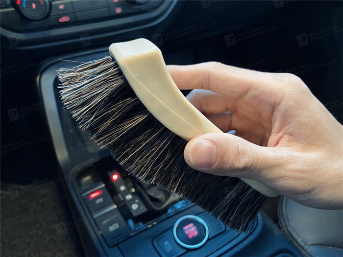 Horse Hair 6x2.5 inch Car Leather Cleaning Brush 110g For Leather Vinyl Fabric Panels