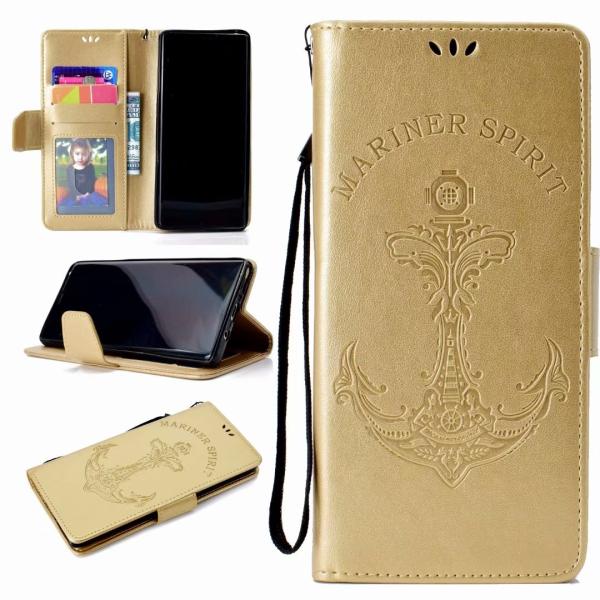 Samsung Note 8 Embossed Mermaid Mariner Spirit Leather Wallet Case with wristlet