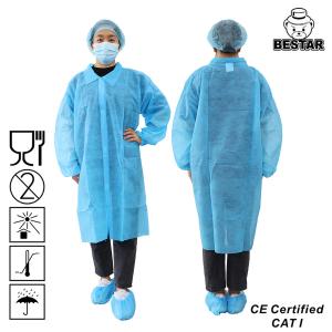 Wholesale 35gsm Cleanroom PP Disposable Lab Coat Visitor Gown from china suppliers