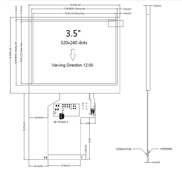 Original Tinama TM035KDH03 3.5 " inch Module, 3.5" TN TFT LCD Modules with 320X240 dots
