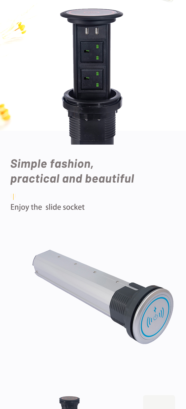 Junnan Multi-function Socket with Remote Control and Smart Lift Technology 110V-220V- Rated Voltage Kitchen and Office