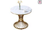 Modern Coffee Table With Stainless Steel Legs , Round Marble Top Dining Table