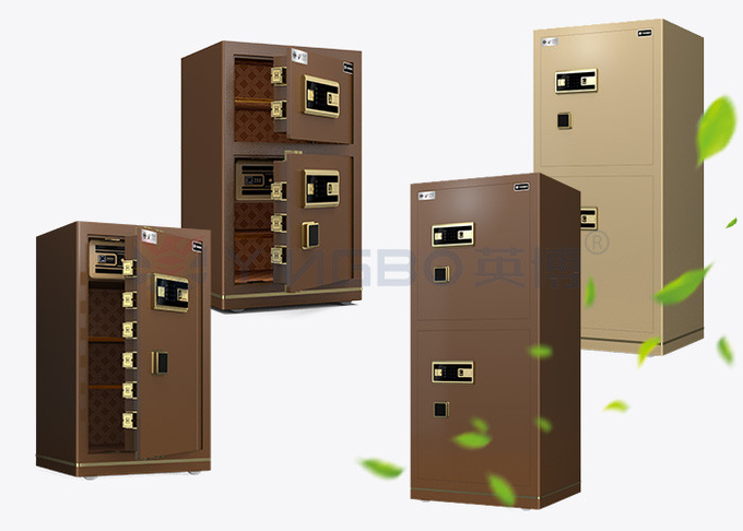 120kg Patented Bolts Dual Alarm Biometric Safe Box Fingerprint Lock YB/N7-150D Coffee