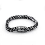 Stainless steel men's bracelet with retro patterned surface cast magnetic buckle