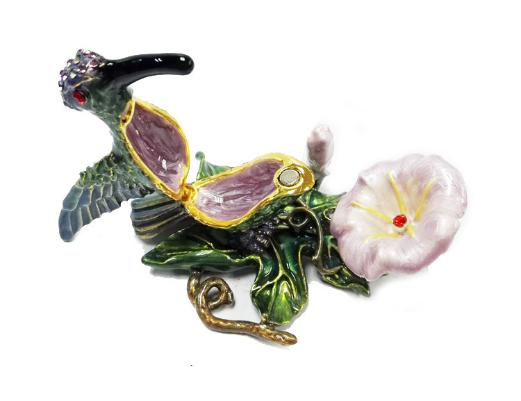New hummer bejeweled rhinestone crystal bird enamel box hummer bird trinket box christmas gift box