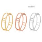 L Word Design Double Ring Bracelet 18k Stainless Steel Gold Bangle