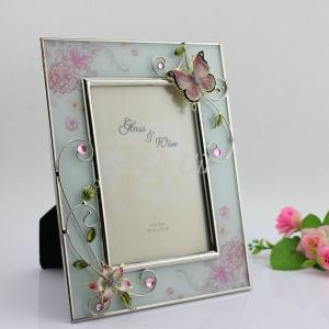 China Shinny Gifts Wedding Glass Photo Frame Butterfly Design Family Photo Frame on sale