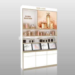 Wholesale Beauty Display Shelf White Wooden Skincare Cabinet With Light Box Cosmetic Display Fixtures For Customized Store Display Furniture And Branded Shop from china suppliers