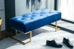 Velvet Stainless Steel upholster Long Bench Ottoman Foot Stool Bench