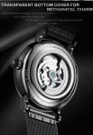 KINYUED J069 skeleton luxury leather waterproof quartz oem brand hands