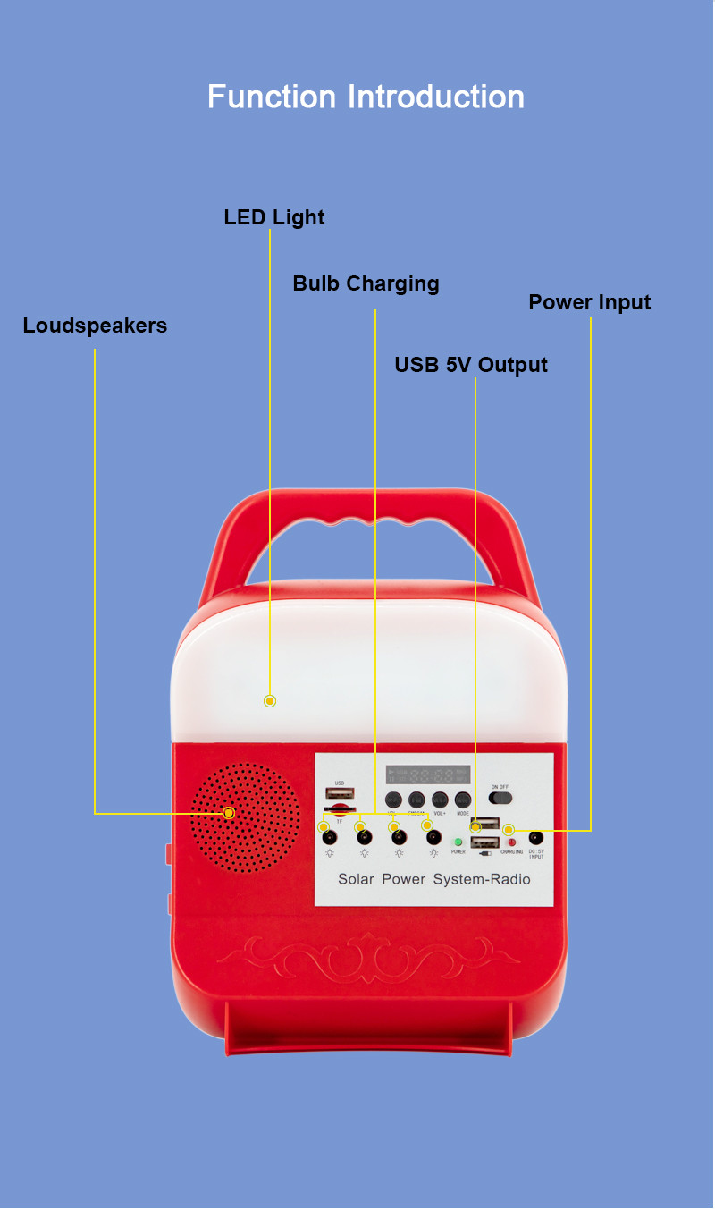 IP55 Grid Solar Panel Lighting System Kit Home AC Lead Acid