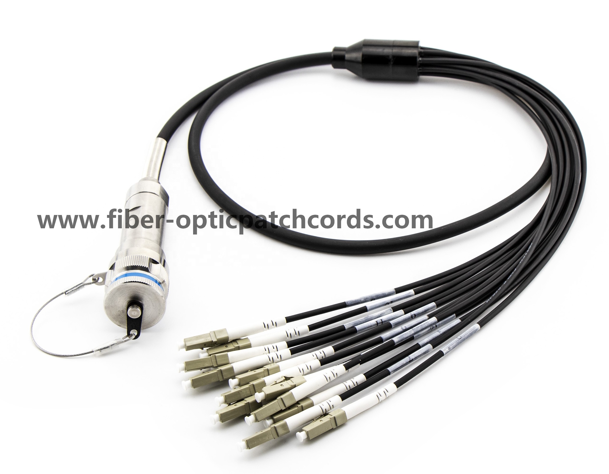 Field tactical use RRU BBU Waterproof J599 MPO-LC 900μm Single Mode Patch Cord 0.9mm