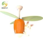 Children'S Cartoon Creative Cute Rabbit Carrot Ceiling Fan Light For Boy Girl