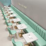 47.24" Bistro Restaurant Dining Table Set With Leather Chairs Blue 4 Seater