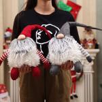25cm Length Christmas Stuffed Toys Layered Gray Beard High Hat Cover Eyes
