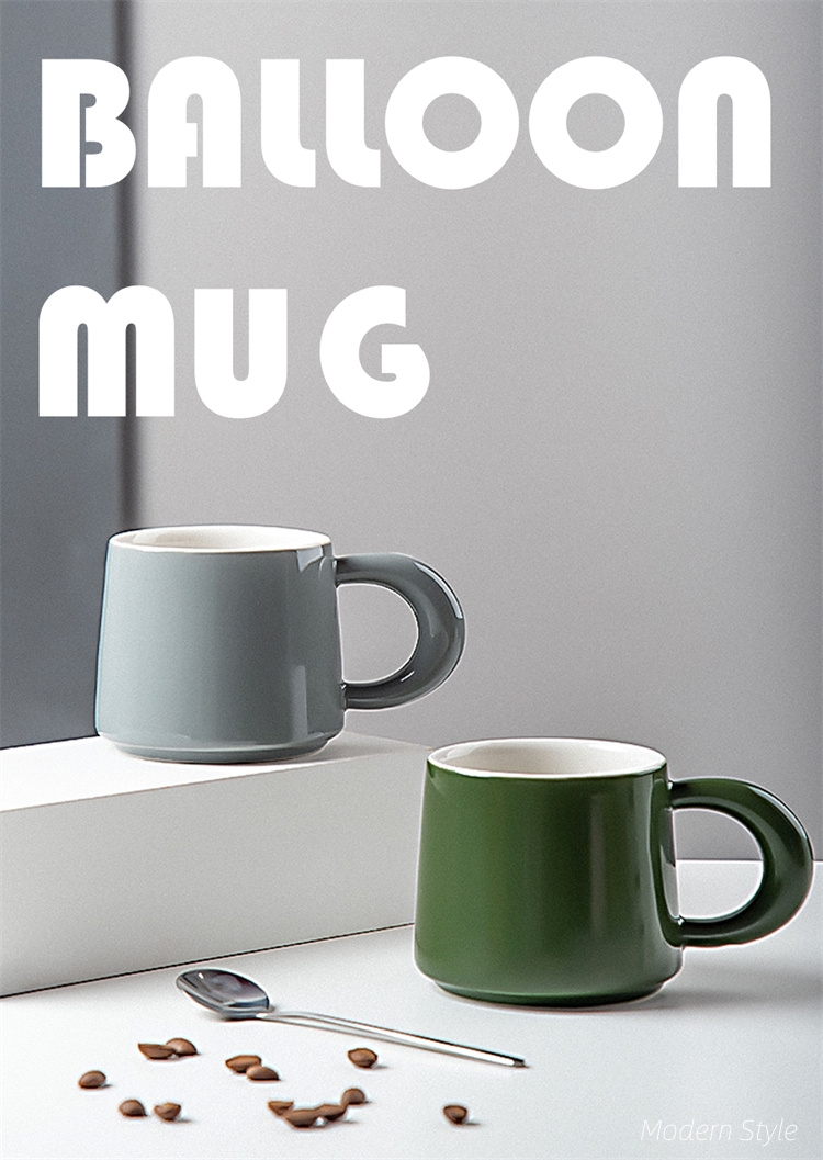 Personalised Handgrip Porcelain Milk Coffee Mug Nordic Gift Set Custom Pottery Mugs
