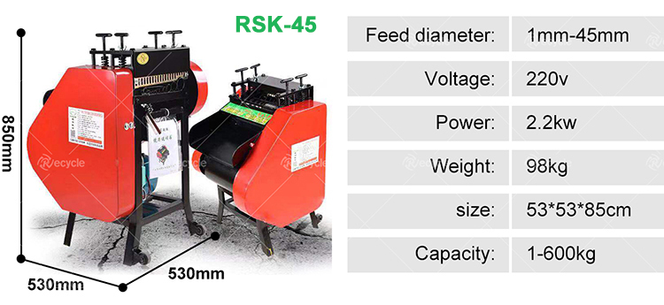 Scrap Copper Wire Cables Recycle Automatic Electric Cable Cutting Machine 68*58*112 cm