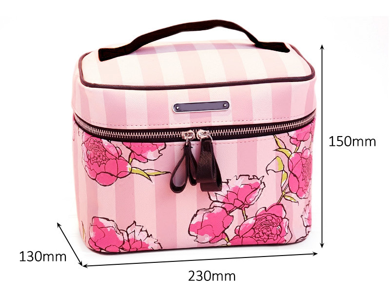 Beauty Make Up Flower Printing PU Leather Cosmetic Bag Set