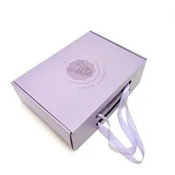 Customizable Printing Logo Clothes Corrugated Folding Cardboard Shipping Box Durable with Ribbon Handle