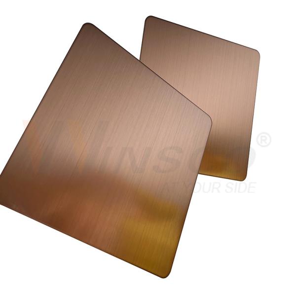 Anti Finger Copper Color Hairline Finish Stainless Steel Sheet For Panel