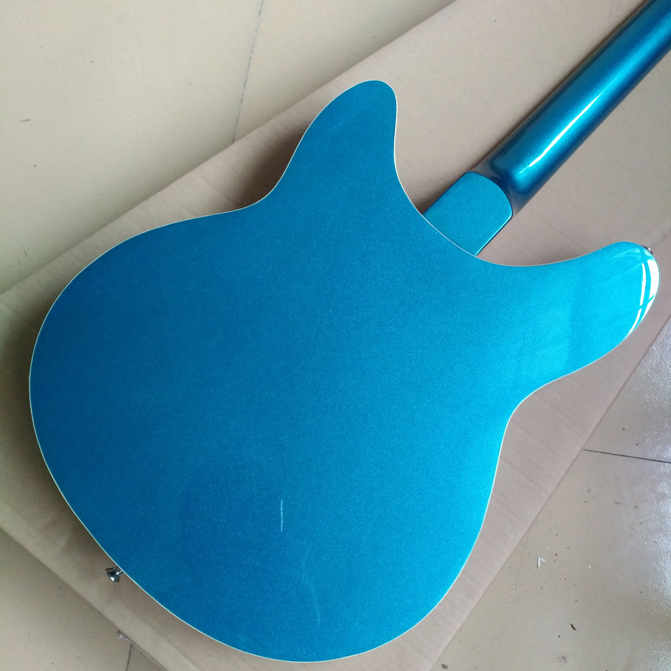 2018 Best Bass Top quality 12 strings Hollow body Electric Bass guitar in Metallic blue color, Chrome hardware
