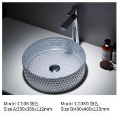 Wholesale Diamond Texture Crystal Clear Glass Basin Sink Bathroom Sanitary Ware Italian Style Artistic from china suppliers