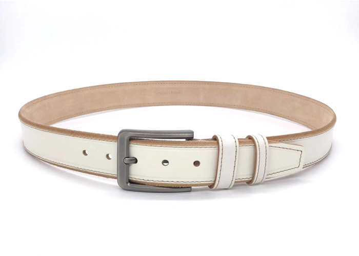 Adjustable White 38mm Mens Casual Leather Belt