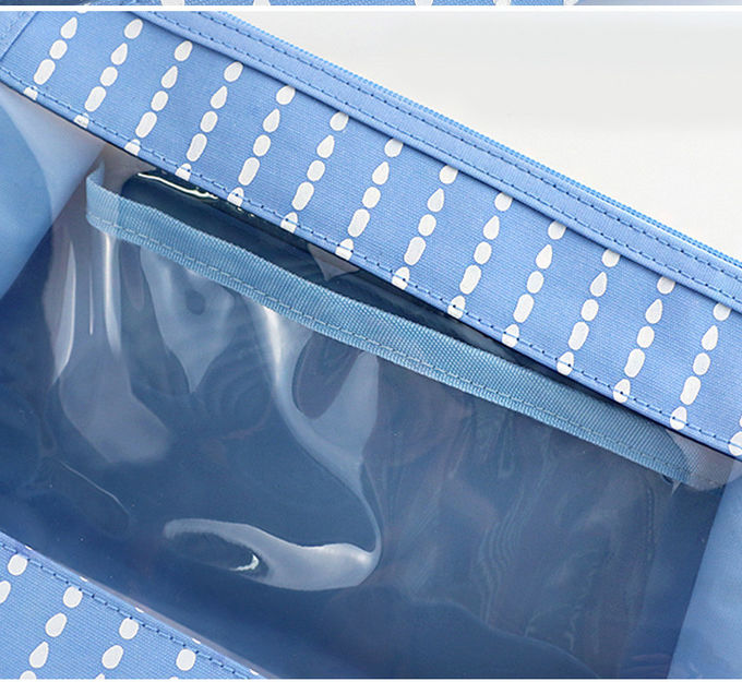 Customized Clear Transparent PVC+Polyester Cosmetic Bag With Zipper