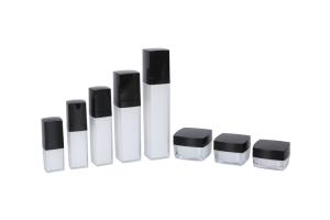 Wholesale Square Acrylic Cosmetic Packaging Set 15-30-50-100-120ml Lotion Essence Bottle 15-30-50g Cream Jar from china suppliers