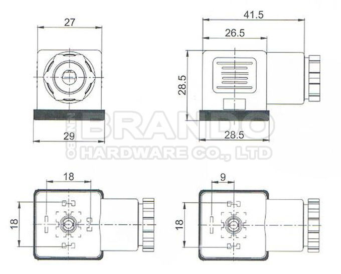 Solenoid Valve Coil Connector DIN 43650 Form A DIN 43650A 0