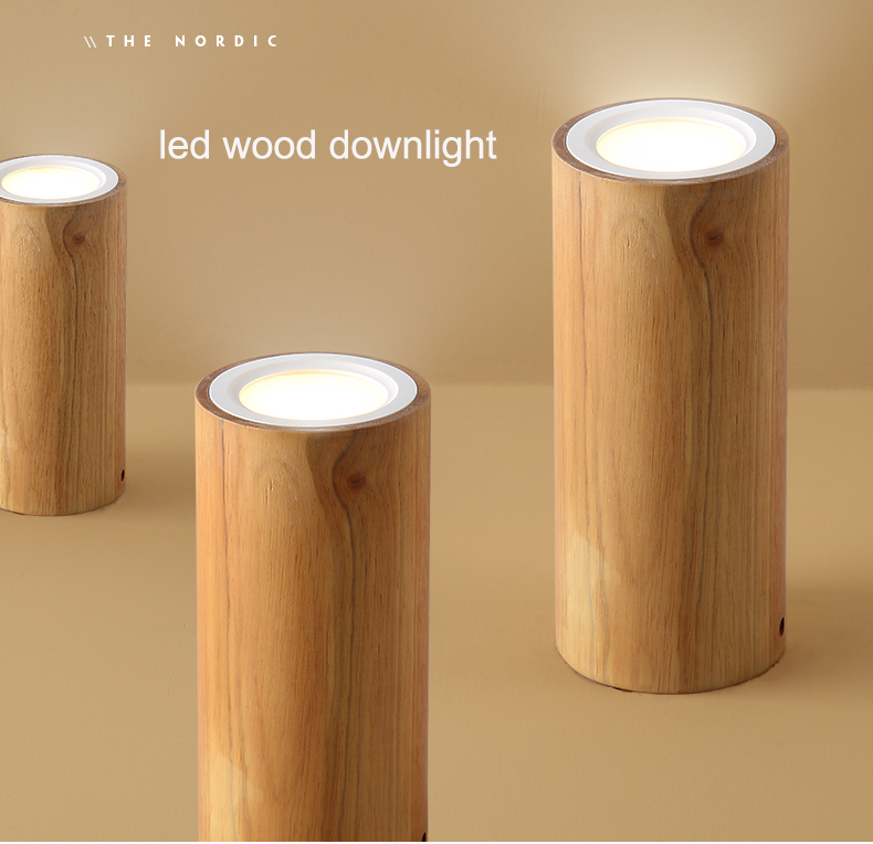 Nordic style round and square solid wood corridor led ceiling light living room Aisle wood led down light(WH-WA-57)