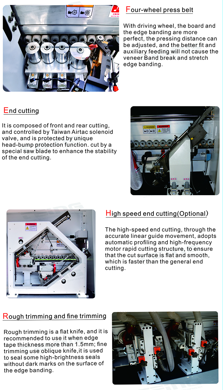 SKDT530 Woodworking Edge Bander Machine with Automatic Operation and Double Trimming