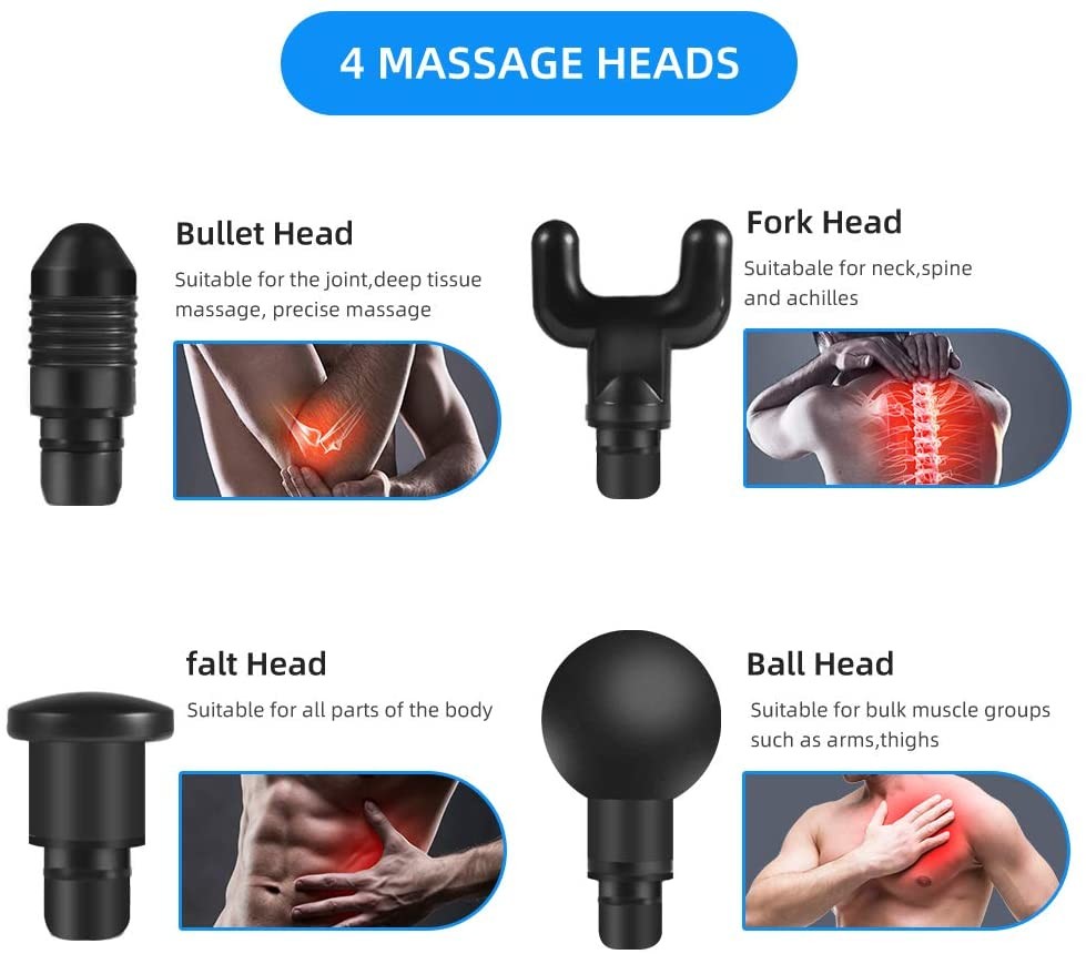 30 Speeds Handheld Muscle Massager Low Noise 45db Portable Professional Massage Gun
