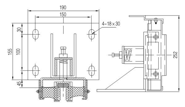 2.5 M/S Passenger Elevator Spare Parts Sliding Guide Shoe 10mm