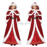 Adult Women's Christmas Costume Russian Red Queen's Long Dress with Hooded Shawl