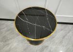 Rock Slab Inlaid Black Powder Coated Metal Frame Coffee Table Modern