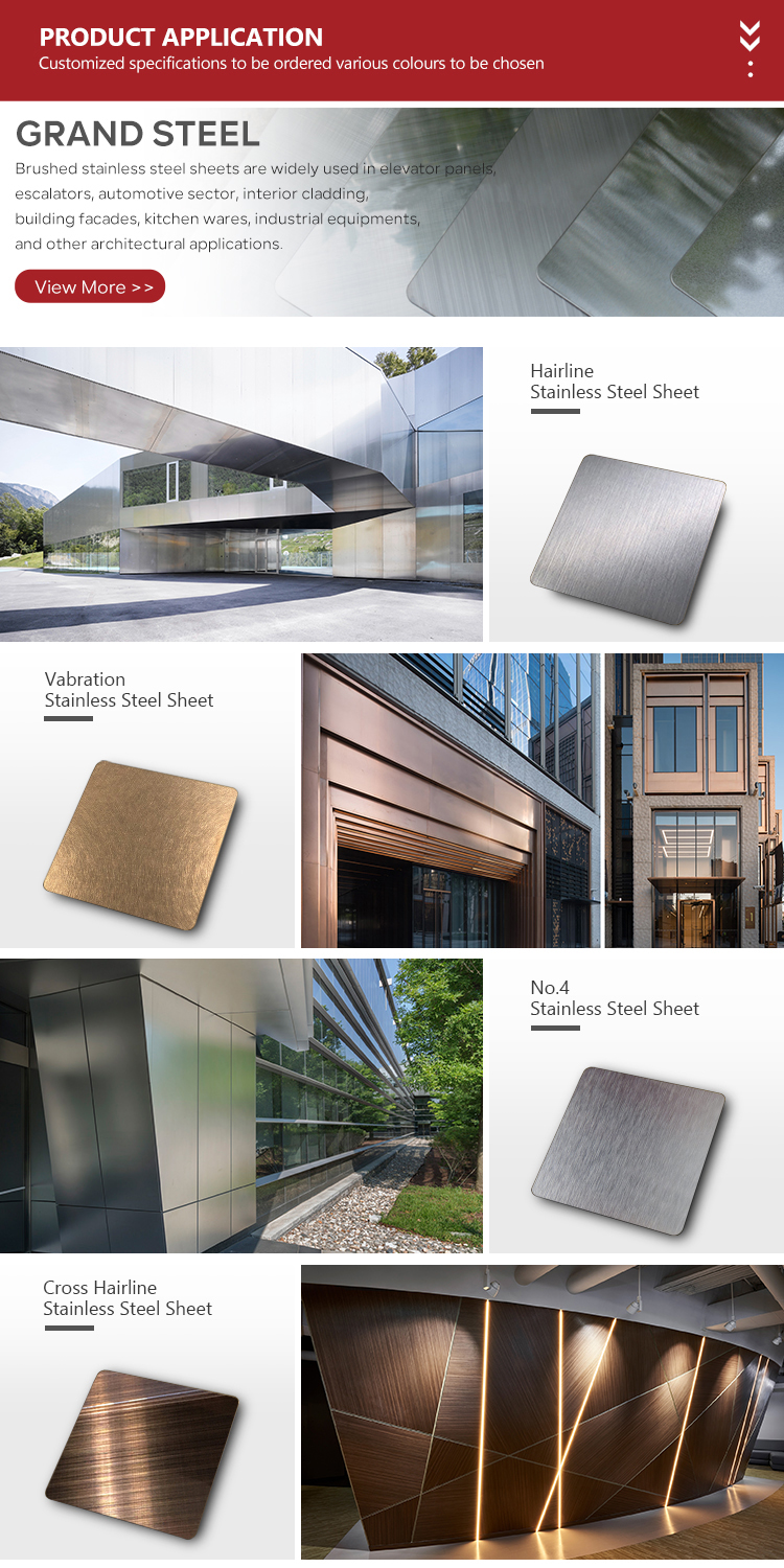 304 Stainless Steel Color Plate Aisi 2mm Brushed Ss 316 Decorative Hairline Stainless Steel Sheets