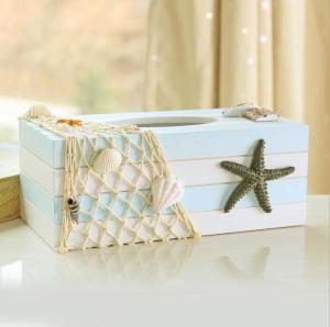 Wholesale novelty wooden Tissue box nautical style with star decor /tissue paper holder from china suppliers