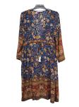 Custom Women Deep Sexy V Neck Dress Floral Print With Waist Strap Casual Style