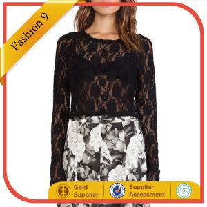 Wholesale Women Long Sleeved Lace Top Blouse from china suppliers