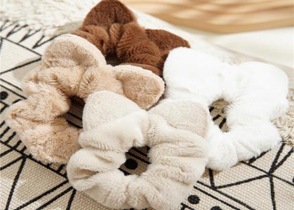 Warm winter fur cashmere cloth curly hair scrunchie lady girls simple cat ear