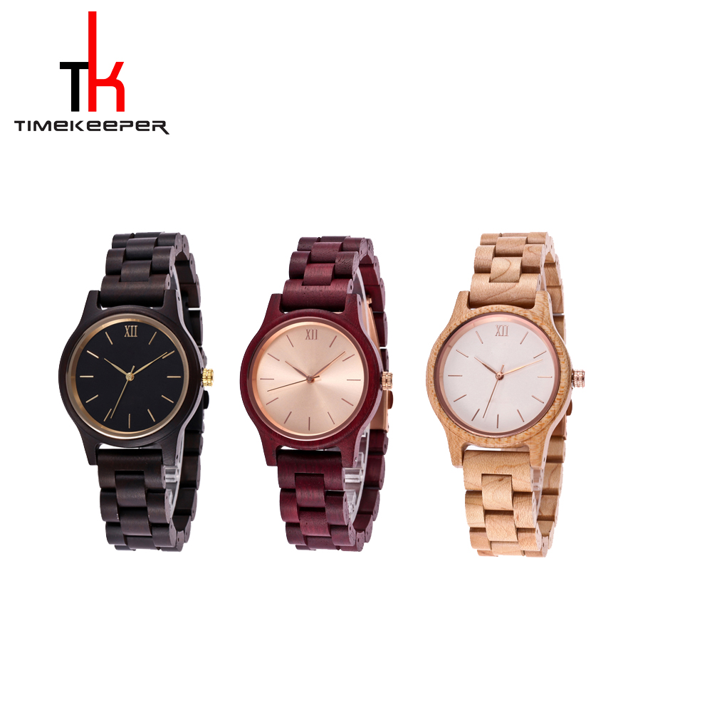 Personalized Water Resist Modern Wood Watches Black Sandal Wooden Wrist Watch