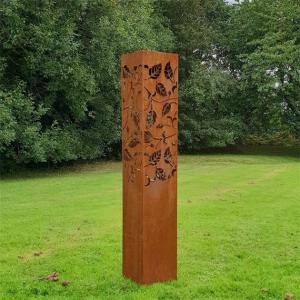 Wholesale Contemporary Yard Art Rusty Metal Lighting Box Ccorten Steel Column Sculpture from china suppliers