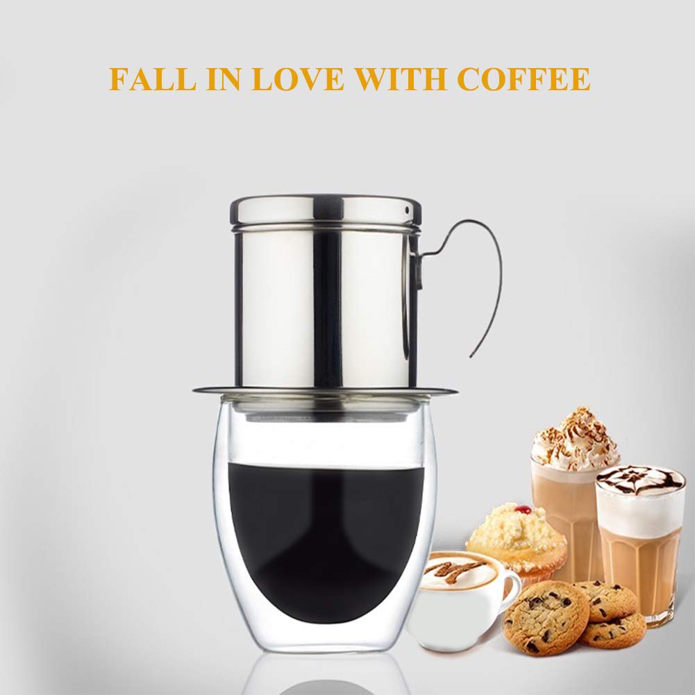 Stainless Steel Coffee Drip Brewer Reusable Phin Infuser Strainer Pot