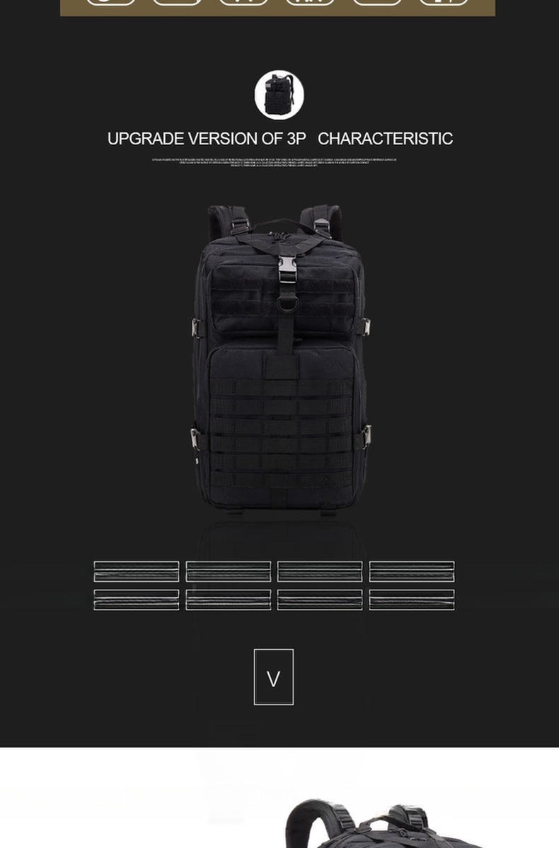 45L Backpack Large Capacity MOLLE System and Soft Handle for Outdoor Adventure Package