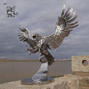 Wholesale Stainless Steel Eagle Statue Large Metal Falcon Animal Sculpture Modern Polished Decorative Outdoor from china suppliers