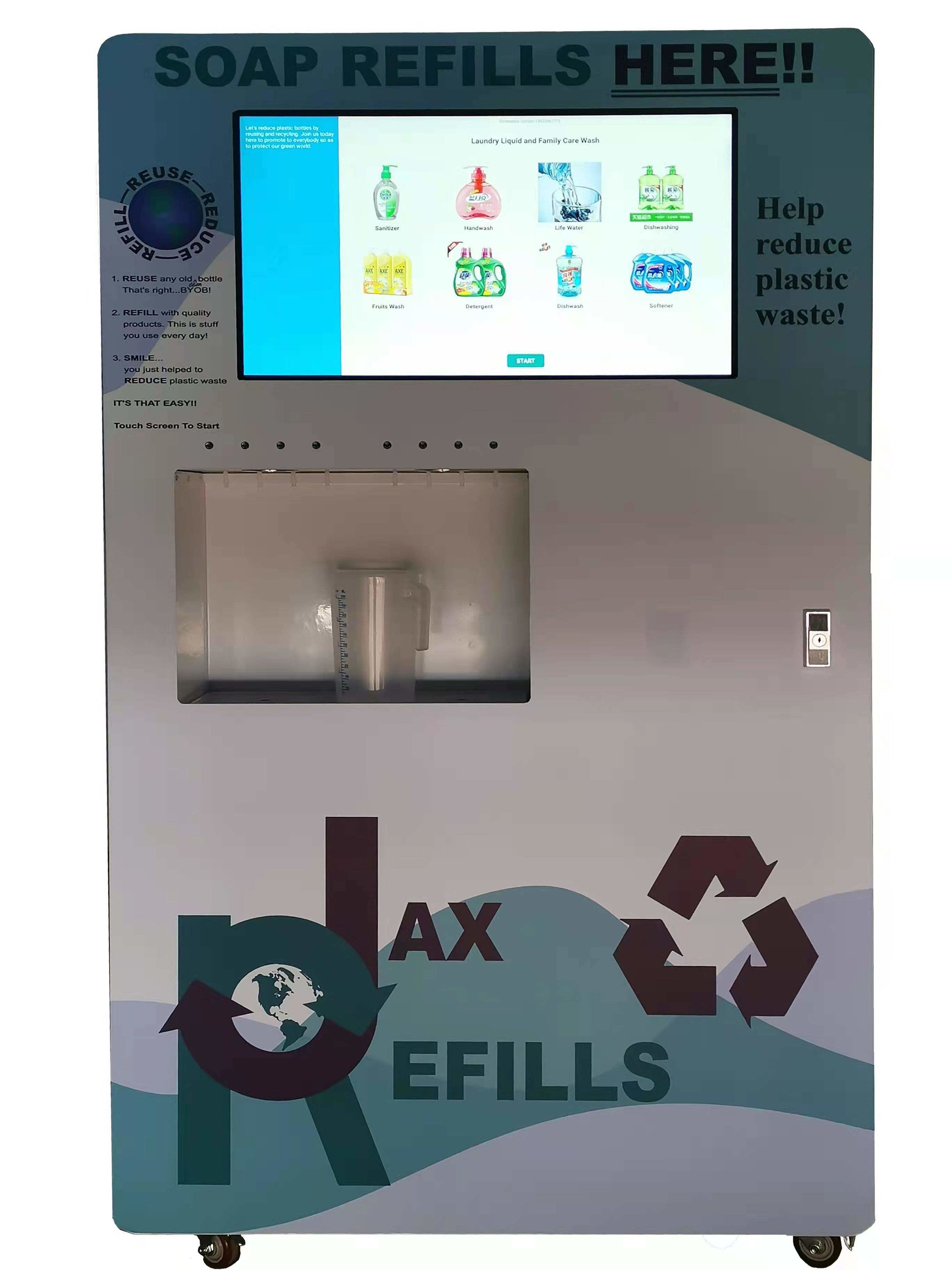 Coin Credit Card QR Code Token Cashless Payment System Washing Liquid Vending Machine