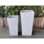 Set 2 Square Shape Fiber Stone Flower Pot Garden Pot Size 1 30*30*60cm Weight