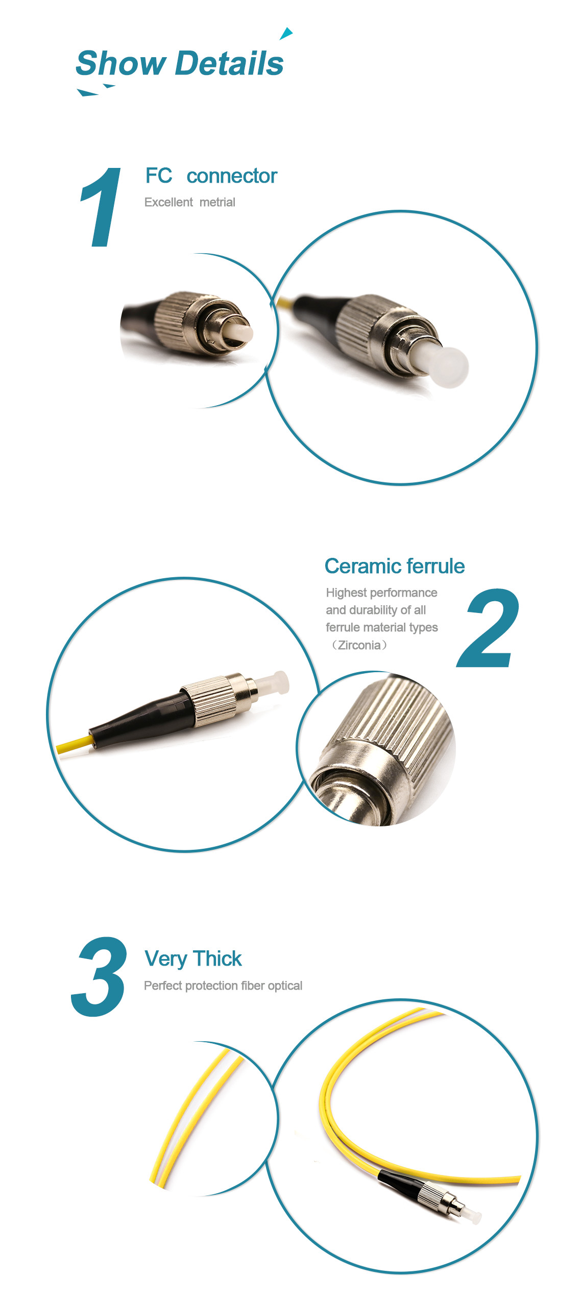 Fiber Optic Patch Cord/ FC/UPC-FC/UPC/ Multimode/ OM2 /Simplex /3.0mm/ LSZH/ PVC/Yellow
